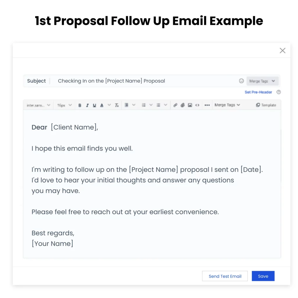 1st Proposal Follow Up Email Example