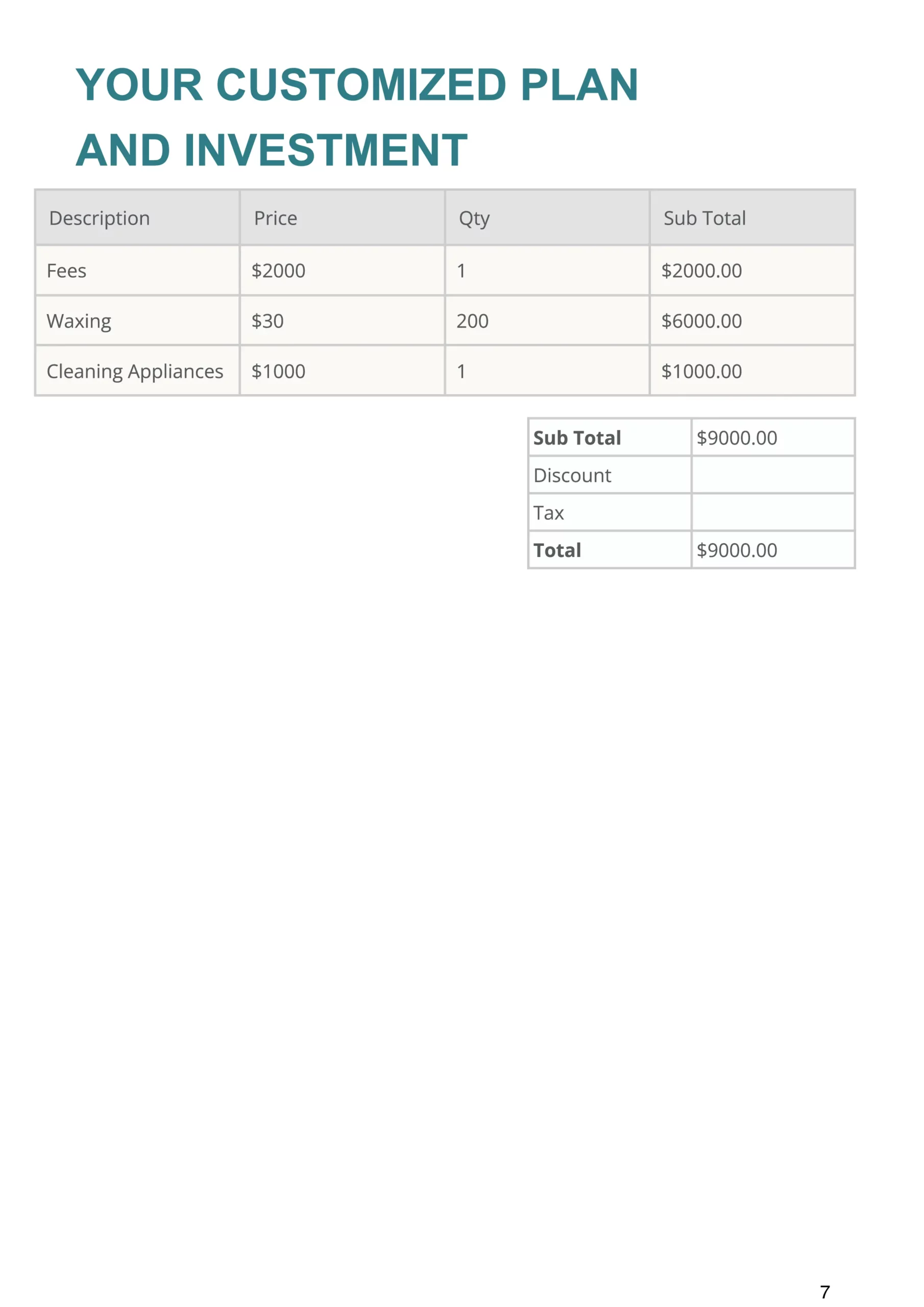 cleaning proposal template your customized plan and investment