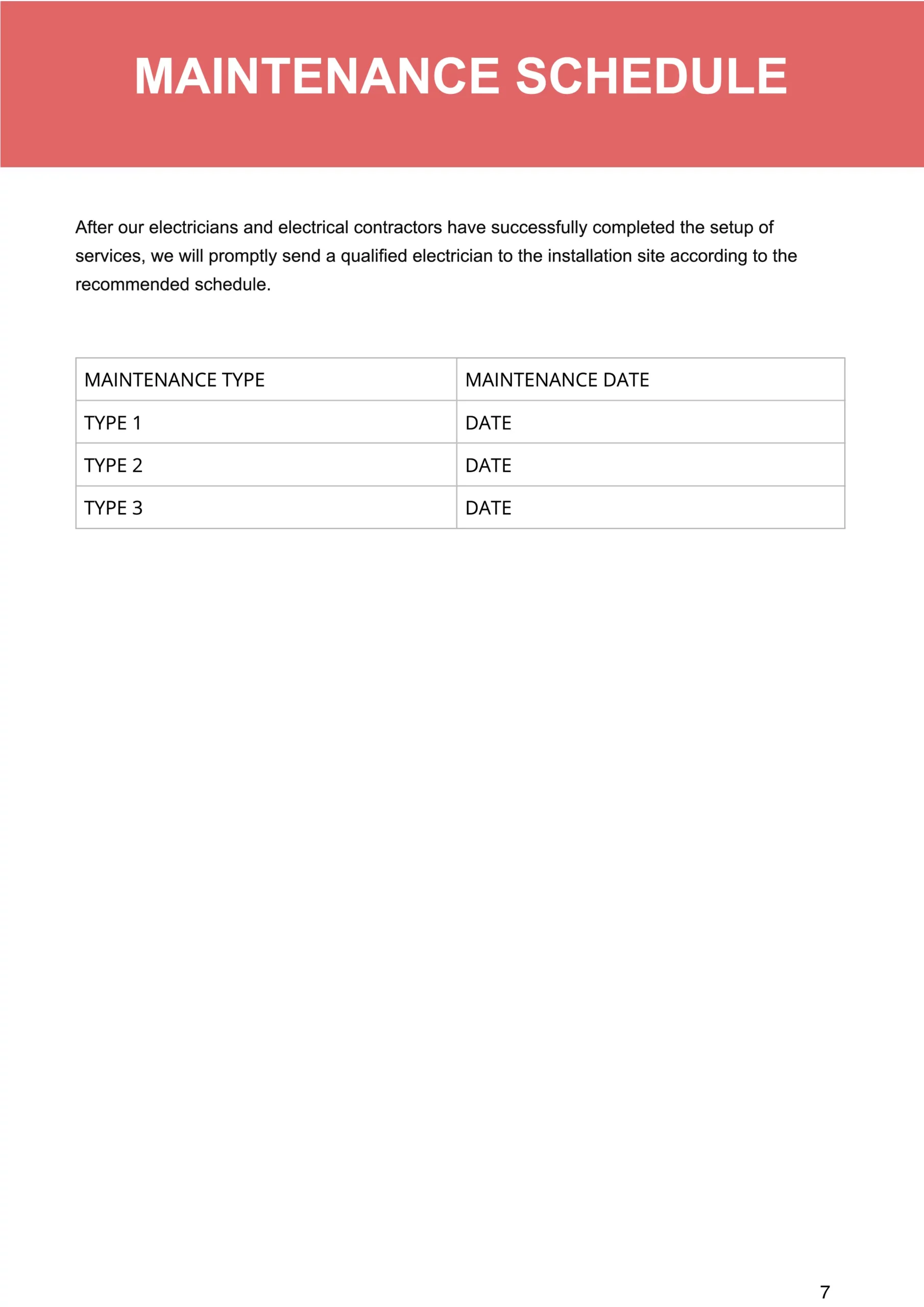 electrical proposal template maintenance schedule scaled