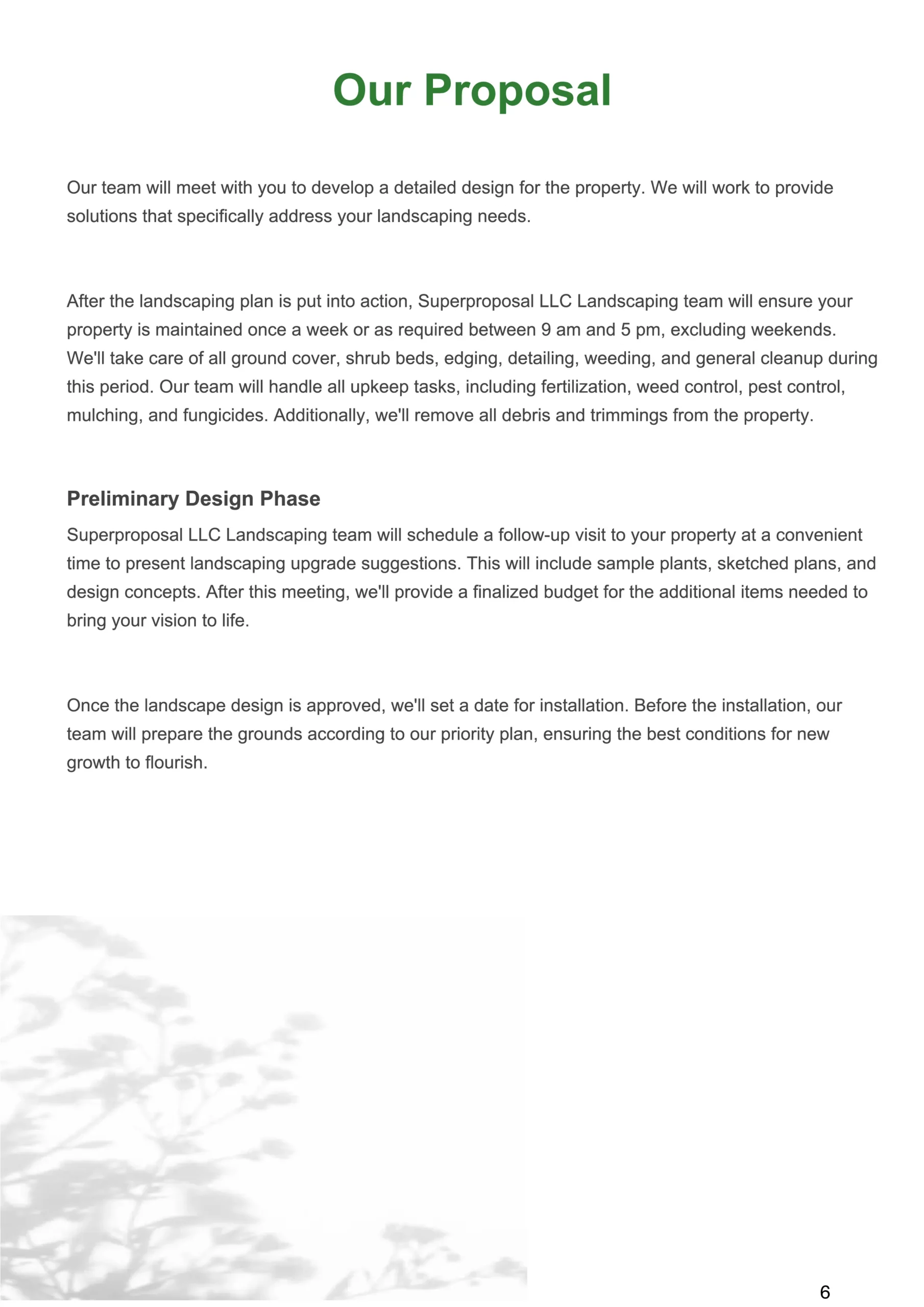 landscape proposal template our proposal