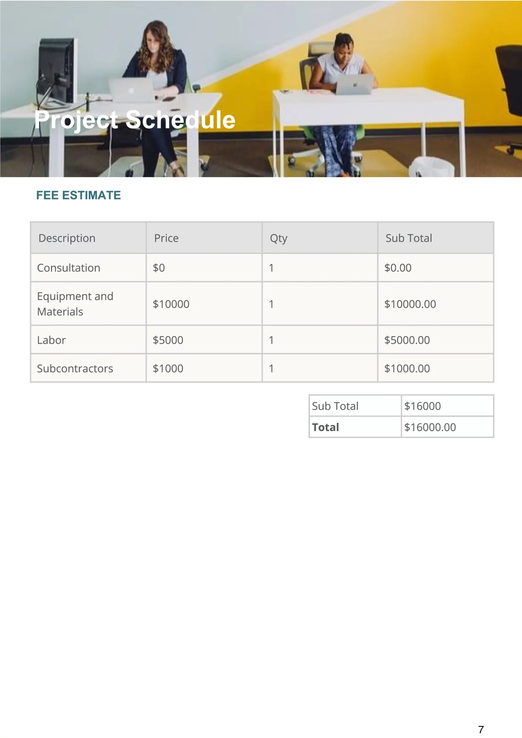 plumbing proposal template project schedule