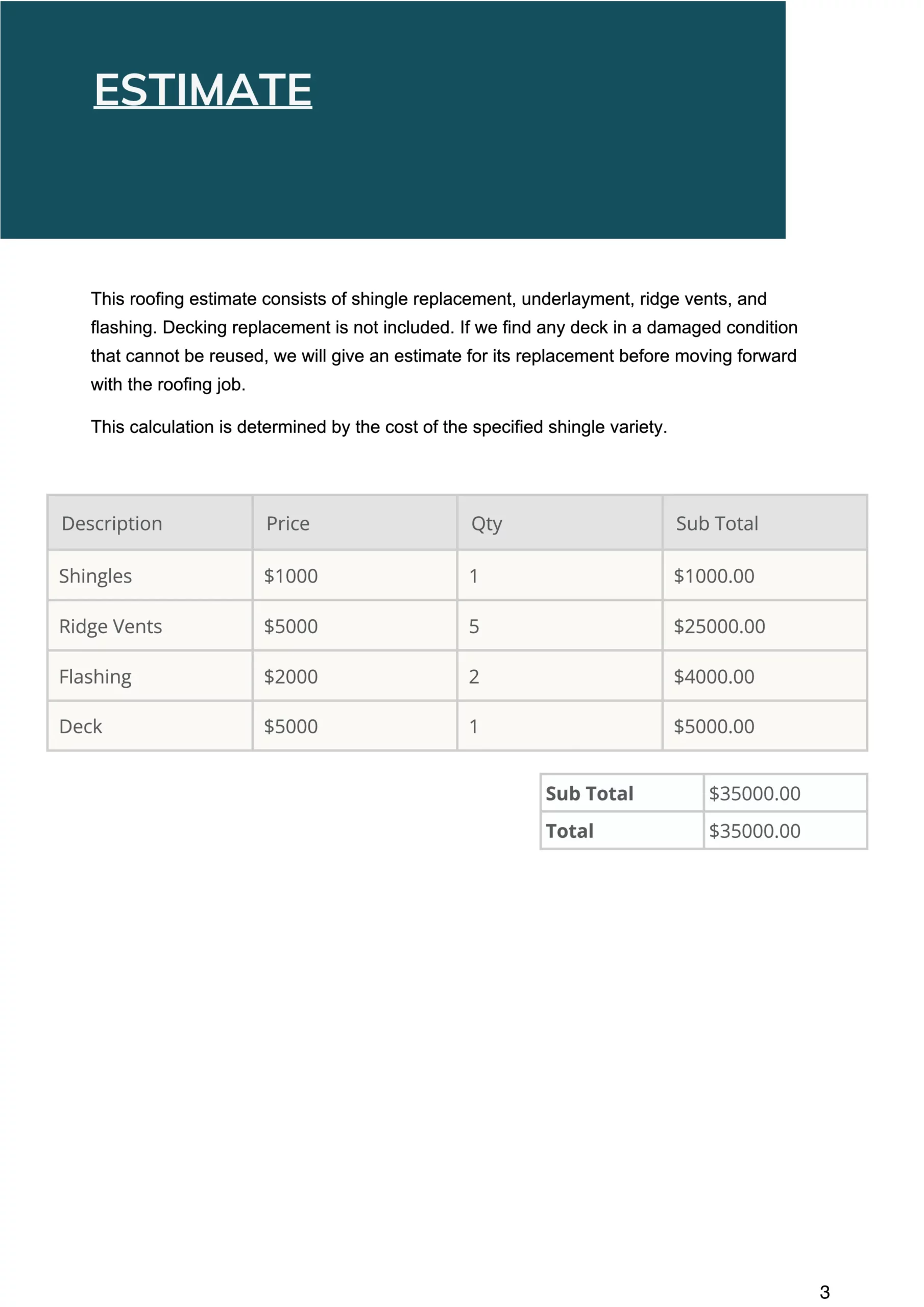 Free Roofing Proposal Template | PDF Template