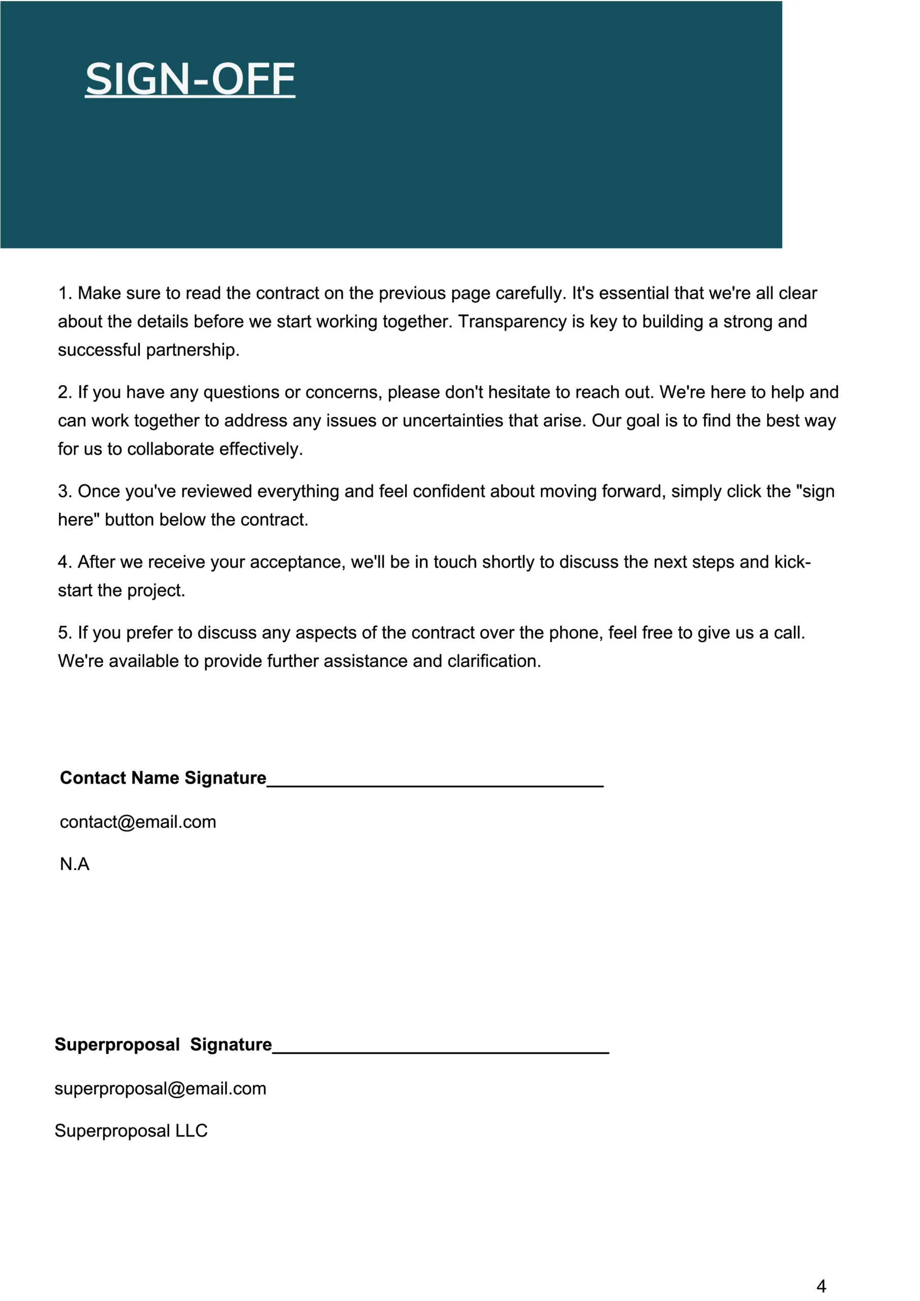 roofing proposal template sign off