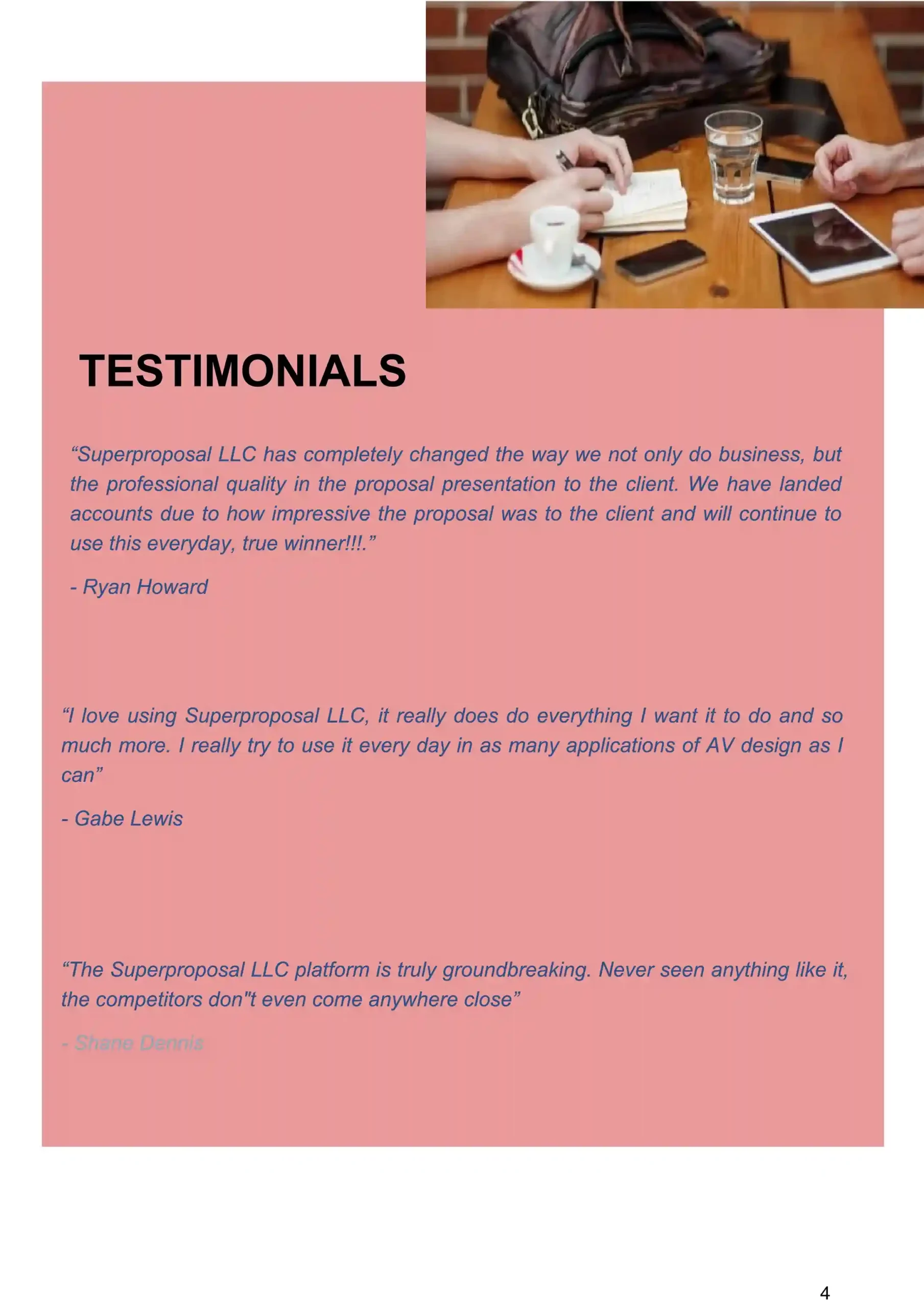 sales proposal template testimonials