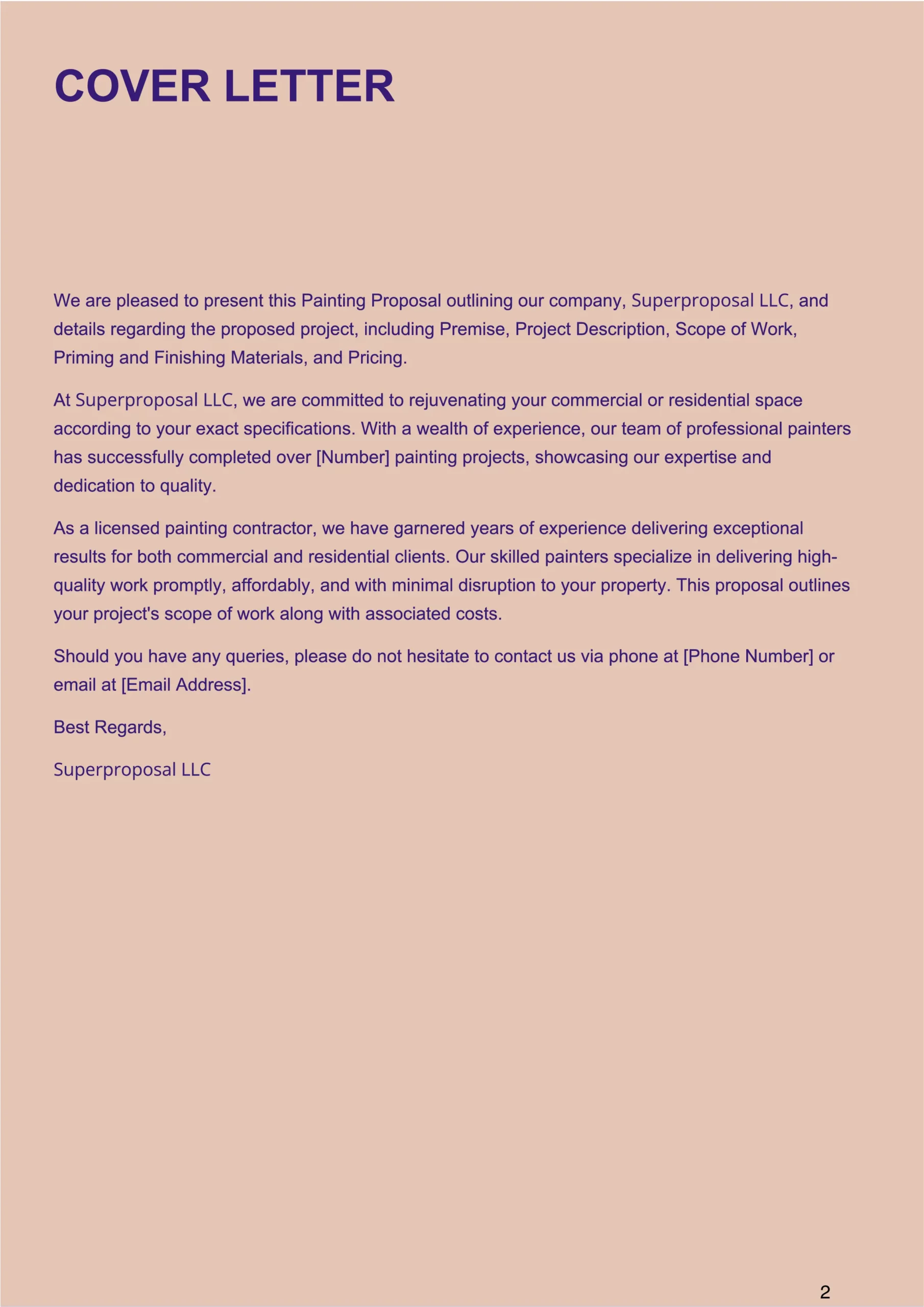 painting proposal cover letter