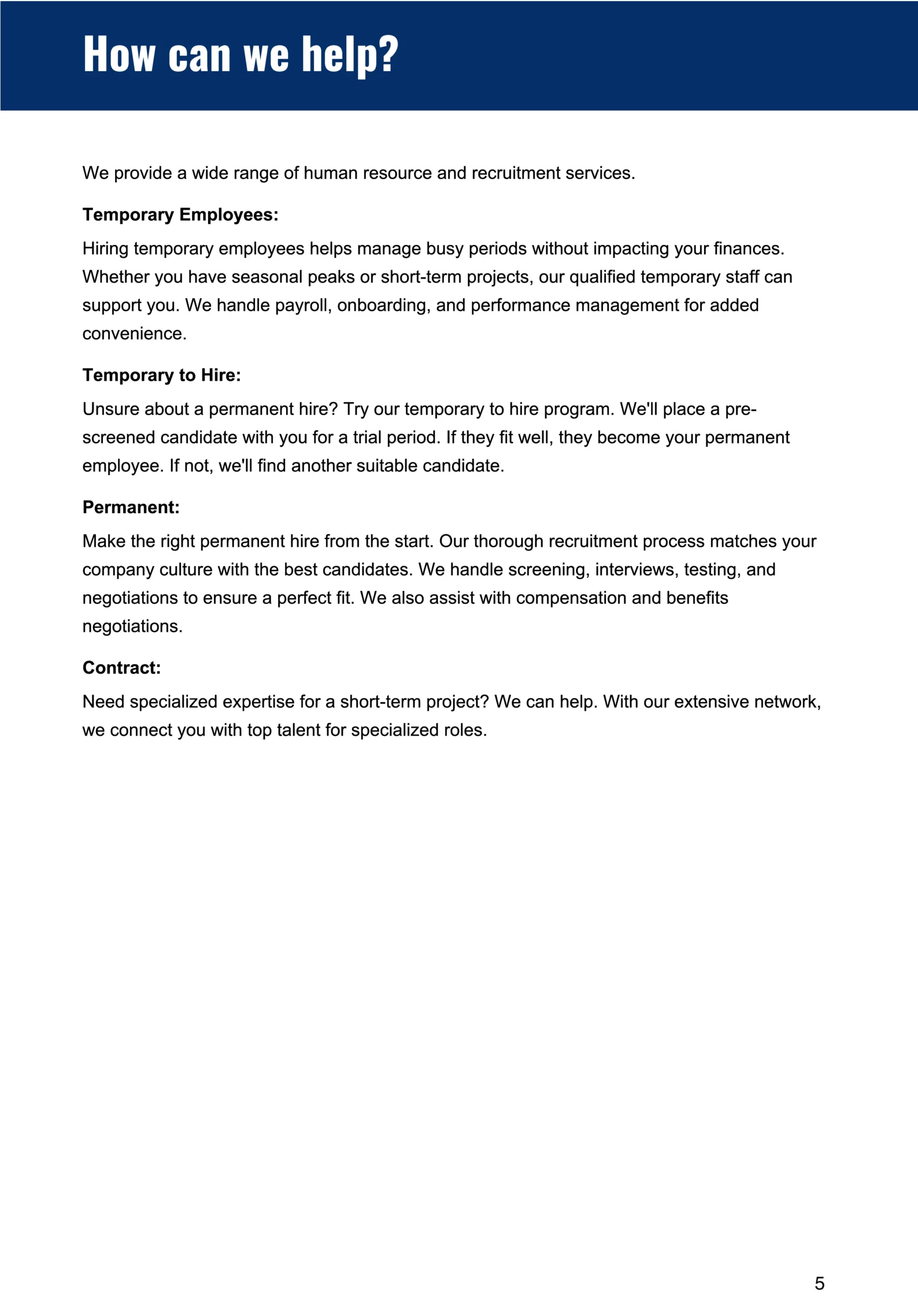 staffing agency proposal template how can we help