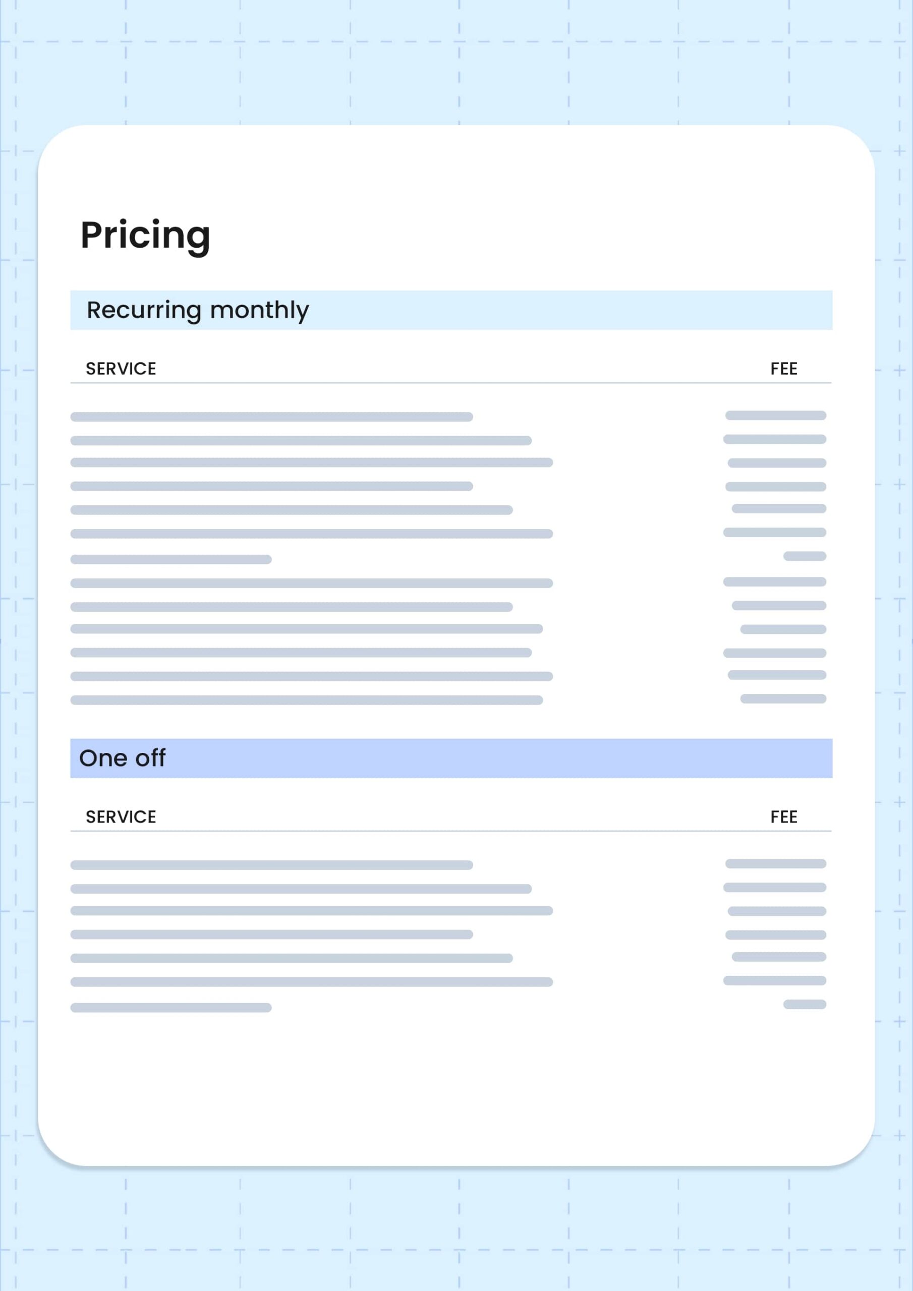 pricing in a proposal template