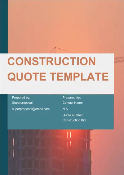 construction bid template cover page